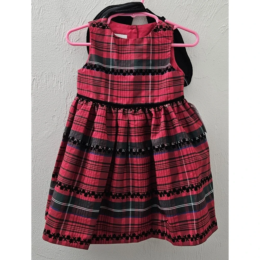 *NEW w/Tags‎ PIPPA & JULIE Girls Size 18 Months Red Plaid Dress Black Sweater